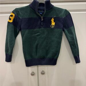Polo by Ralph Lauren Green and Blue Quarter Zip Up Sweater